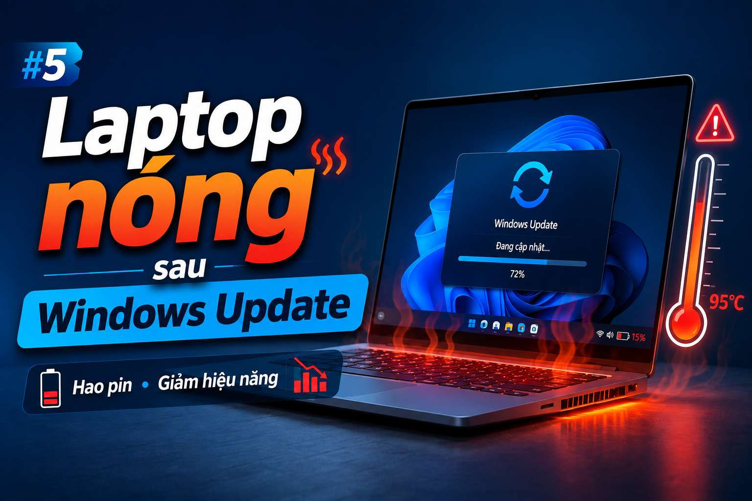 Laptop nóng và tụt pin sau Windows Update: Cách kiểm tra đúng nguyên nhân