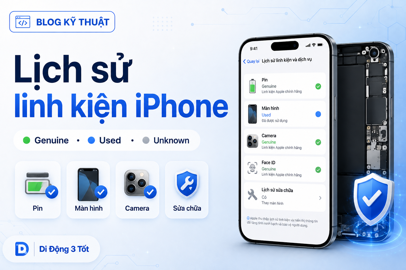 Lịch sử linh kiện iPhone: Genuine, Used, Unknown và Unverified khác nhau thế nào?