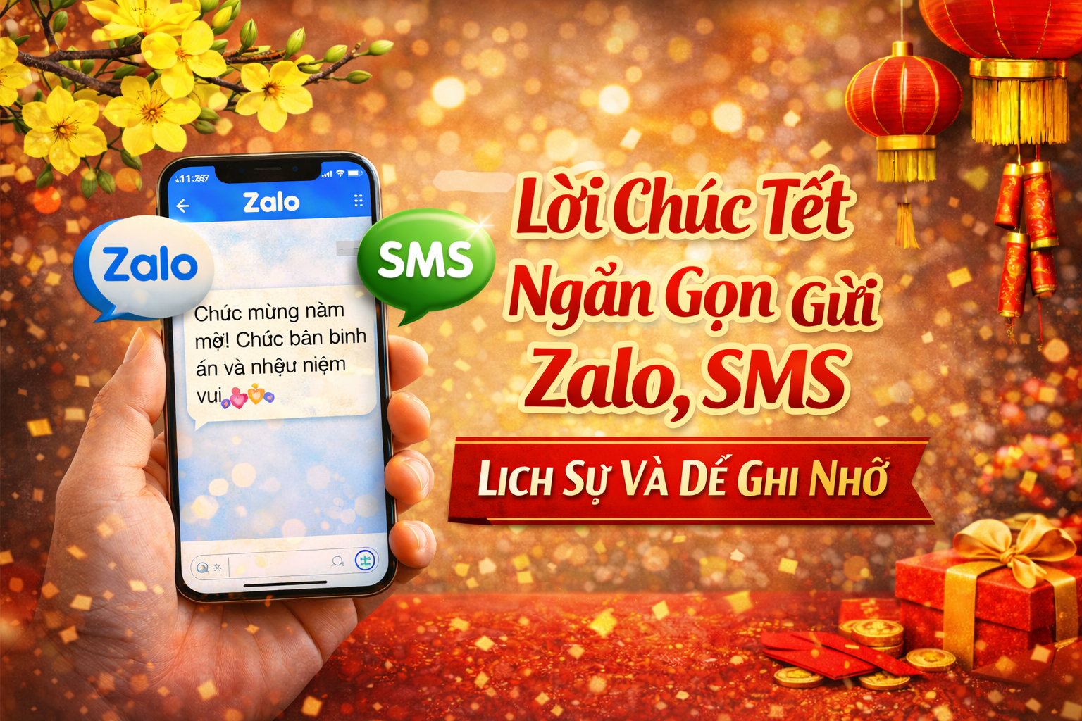 Lời chúc Tết ngắn gọn gửi Zalo, SMS – lịch sự và dễ ghi nhớ