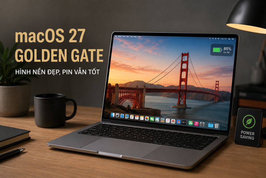 macOS 27 Golden Gate có hình nền động mới: Cách dùng Wallpaper làm Screen Saver và tối ưu pin MacBook