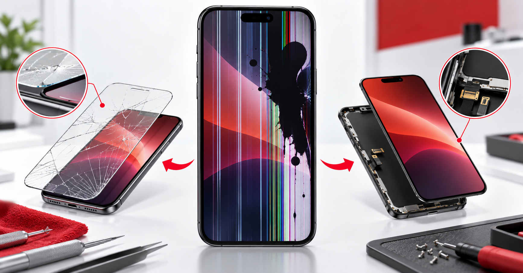 Màn hình iPhone bị sọc chảy mực loạn cảm ứng Nên ép kính hay thay màn hình