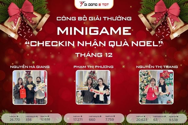 Công Bố Giải Thưởng Minigame “Checkin Nhận Quà Noel” Tháng 12 – Di Động 3 Tốt