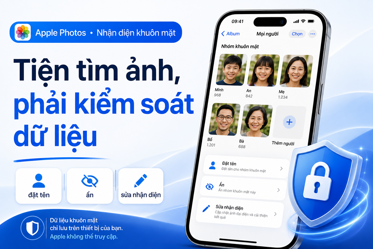 Nhận diện khuôn mặt trong Apple Photos: Tiện lợi đến đâu và người dùng kiểm soát dữ liệu thế nào?