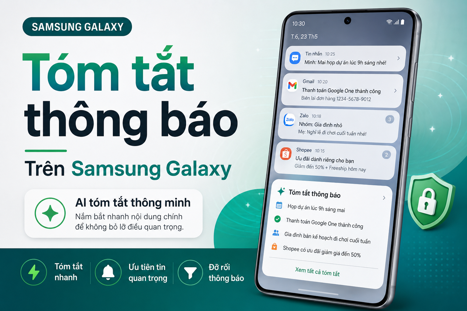 Cách bật tính năng tóm tắt thông báo trên Samsung Galaxy để không bỏ lỡ tin nhắn quan trọng