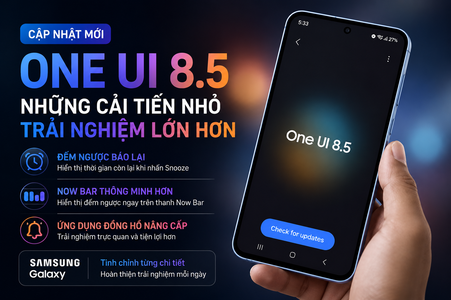 One UI 8.5 Bổ Sung Tính Năng Nhỏ Nhưng Cực Kỳ Hữu Ích Cho Báo Thức
