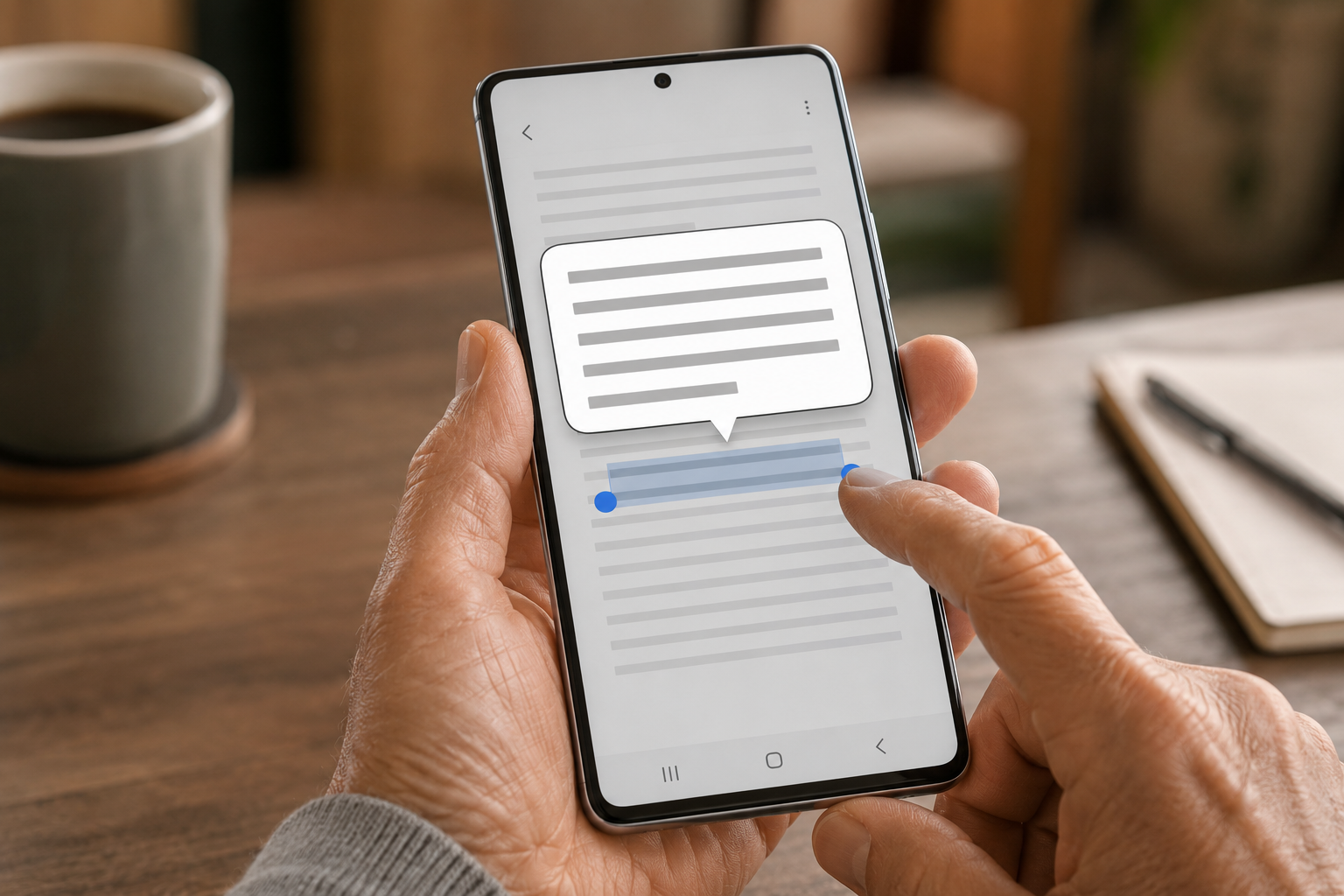 Chữ trên Samsung quá nhỏ nhưng không muốn phóng to cả màn hình: Cách dùng Text Spotlight