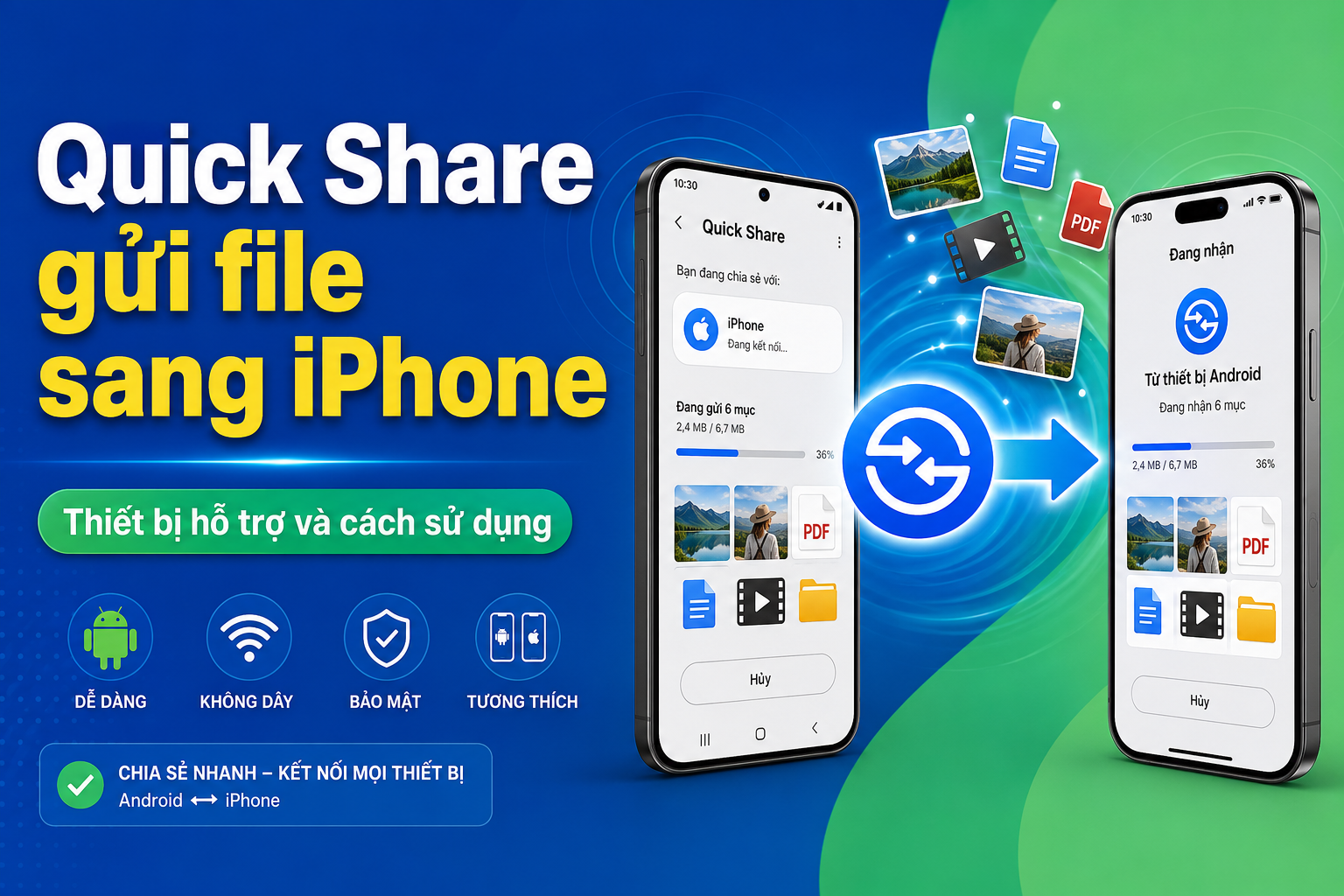 Quick Share gửi file sang iPhone: Cách dùng và thiết bị hỗ trợ