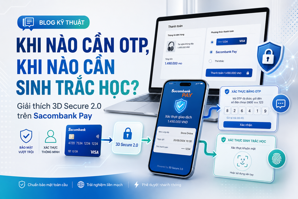 Sacombank Pay và 3D Secure 2.0: Vì sao thanh toán online có lúc cần OTP, có lúc cần sinh trắc học?
