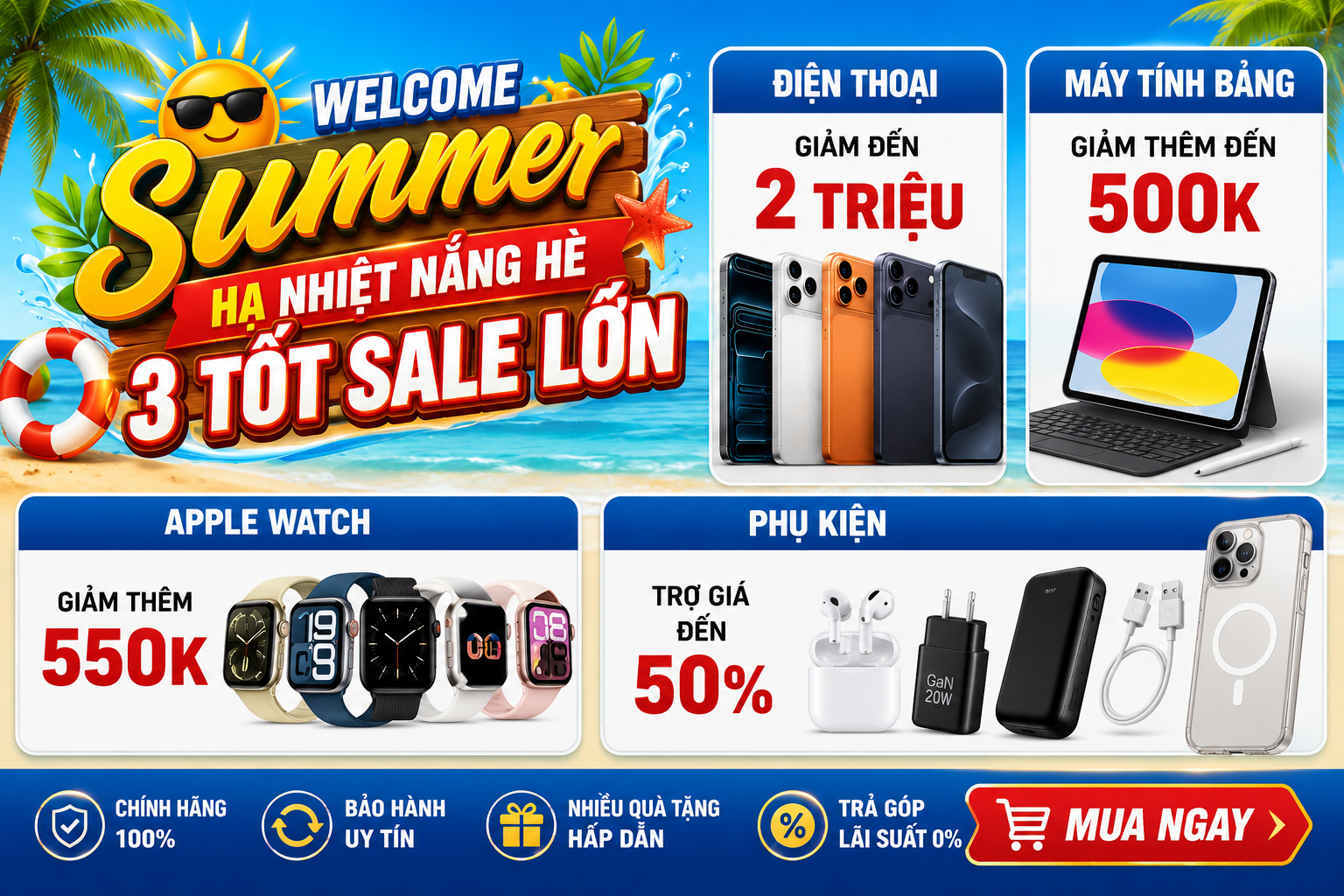 Chào hè rực rỡ – Sale lớn cực sốc tại Di Động 3 Tốt