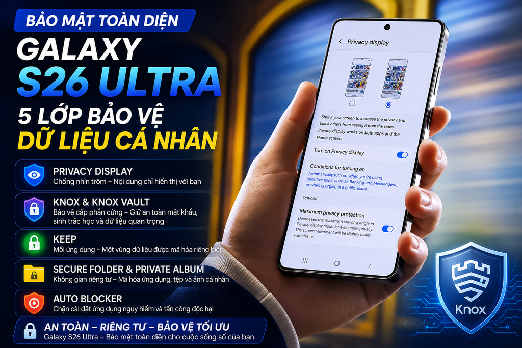 Samsung Galaxy S26 Ultra Tăng Cường Bảo Mật Như Thế Nào? 5 Lớp Bảo Vệ Dữ Liệu Đáng Giá