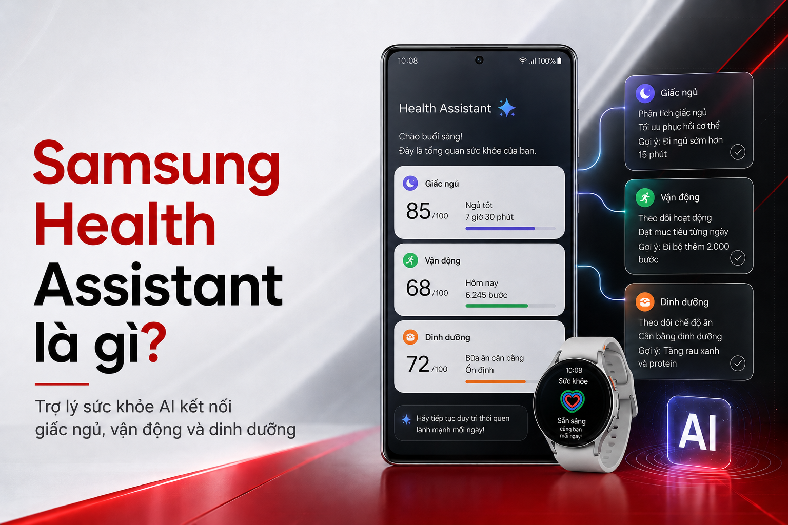 Samsung Health Assistant là gì? Trợ lý sức khỏe AI kết nối giấc ngủ, vận động và dinh dưỡng