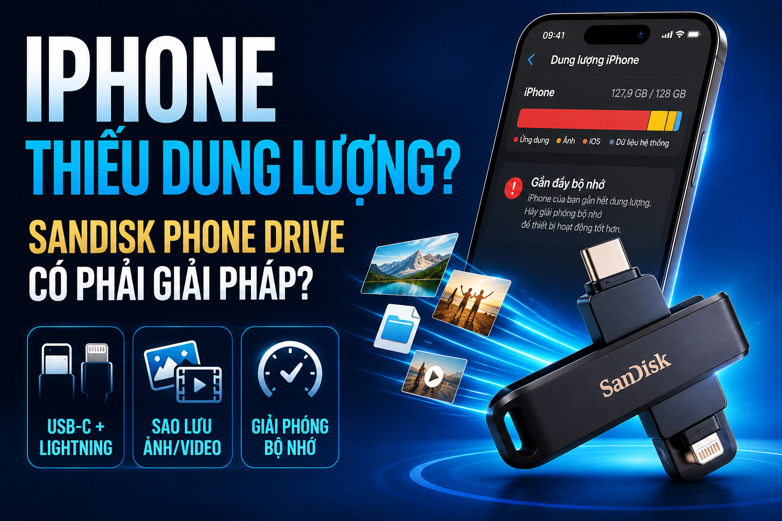 SanDisk Phone Drive cho iPhone: Giải pháp khi máy thiếu dung lượng
