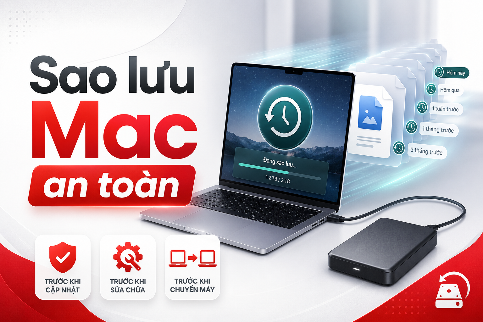 Sao lưu Mac bằng Time Machine: Quy trình an toàn trước khi cập nhật, sửa chữa hoặc đổi máy