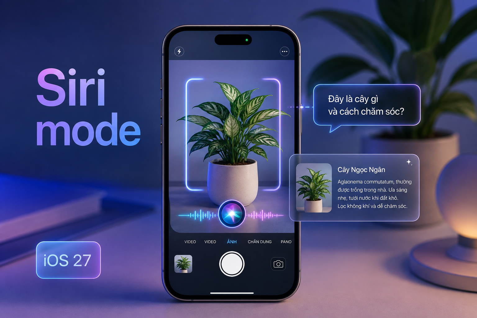 Camera iPhone có “Siri mode”: Chỉ máy ảnh vào vật thể rồi hỏi Siri AI ngay trên iOS 27