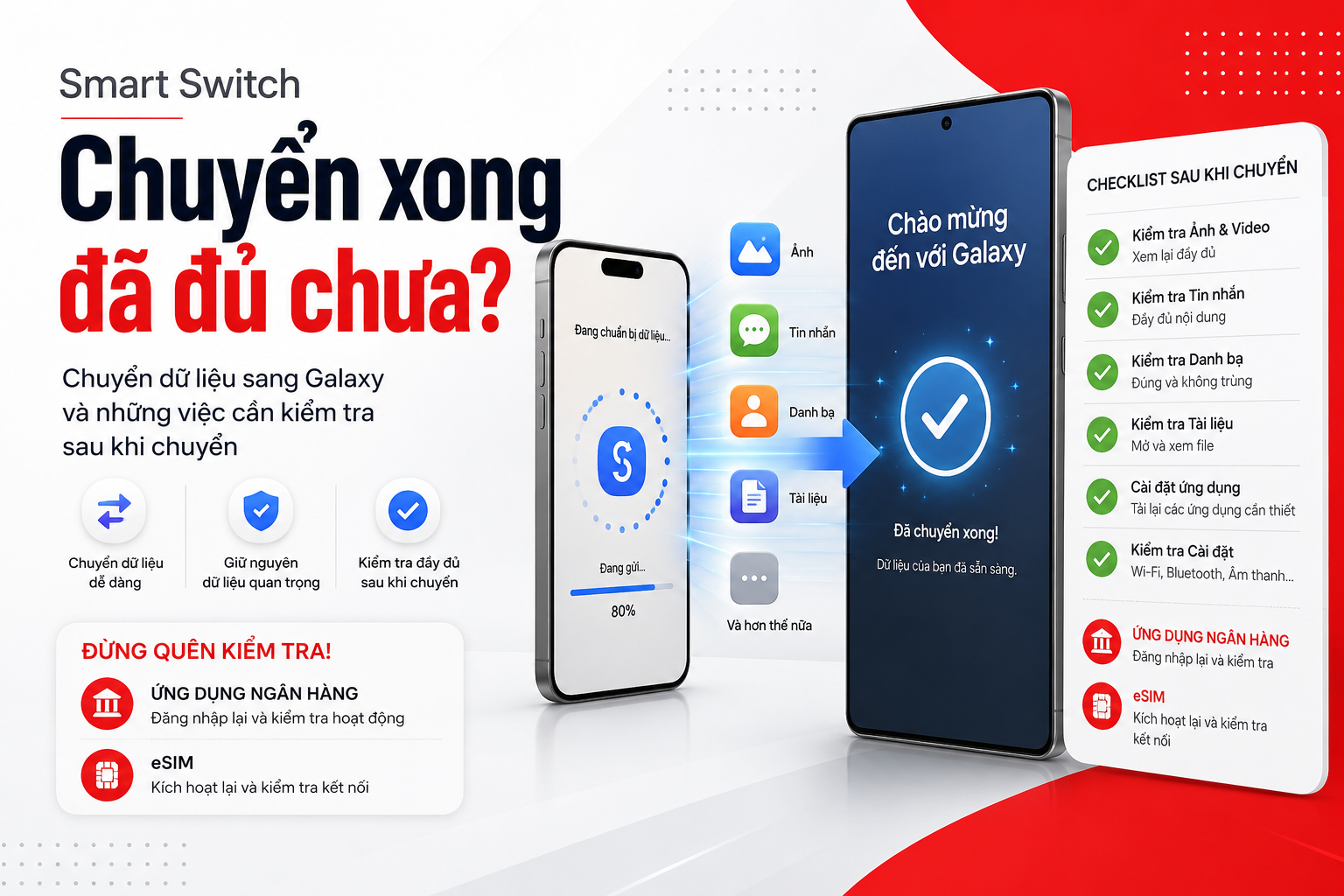 Smart Switch chuyển được gì? Checklist dữ liệu phải kiểm tra sau khi đổi sang Galaxy