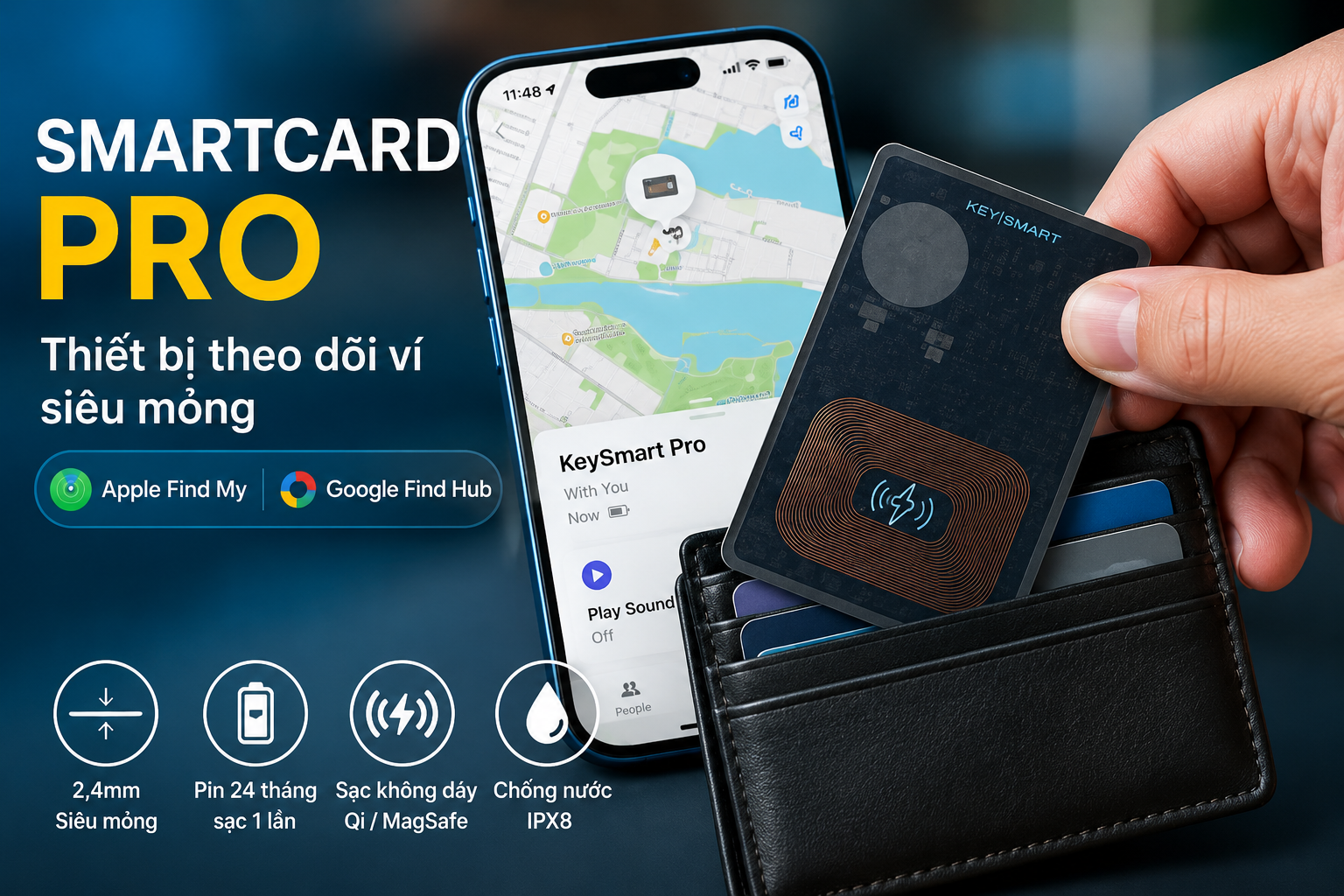 SmartCard Pro: Thiết bị theo dõi ví siêu mỏng hỗ trợ Find My