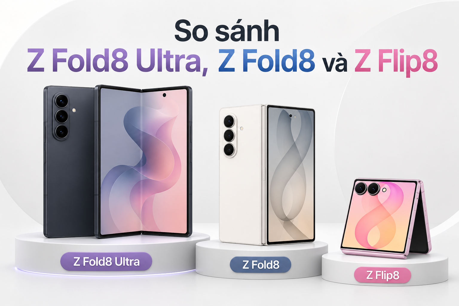 So sánh Z Fold8 Ultra, Z Fold8 và Z Flip8