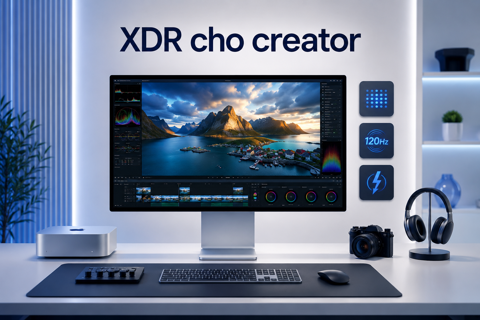 Studio Display XDR cho creator: 120Hz, mini‑LED, Thunderbolt 5 và quy trình màu chuyên nghiệp