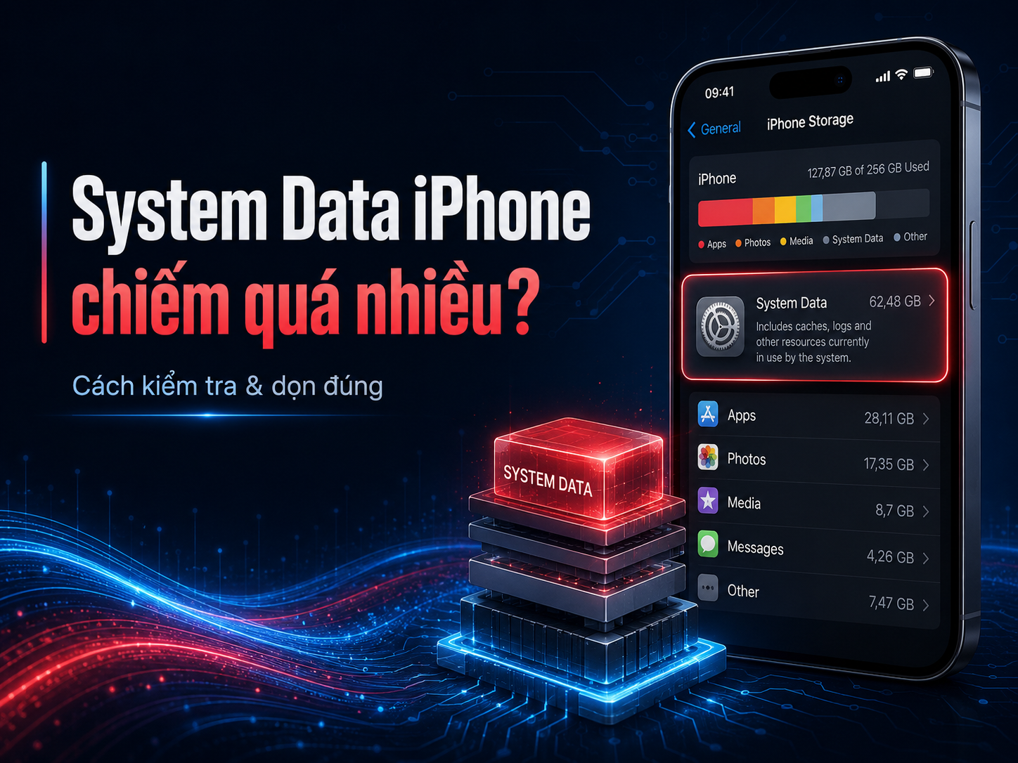 Bộ nhớ iPhone đầy dù ít ảnh: System Data là gì và cách dọn đúng