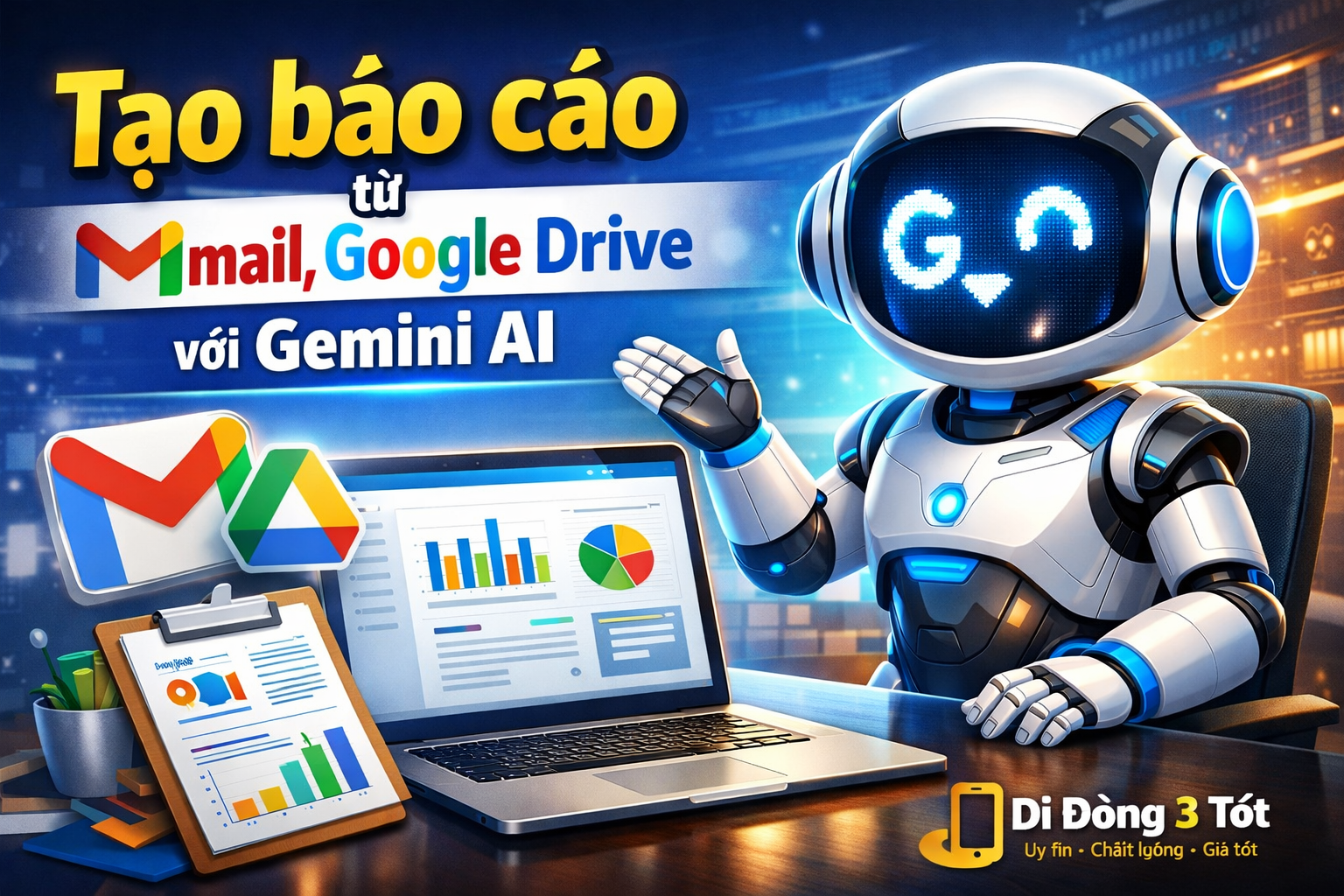 Tạo báo cáo từ Gmail, Google Drive với Gemini AI dễ dàng và tự động (2026)