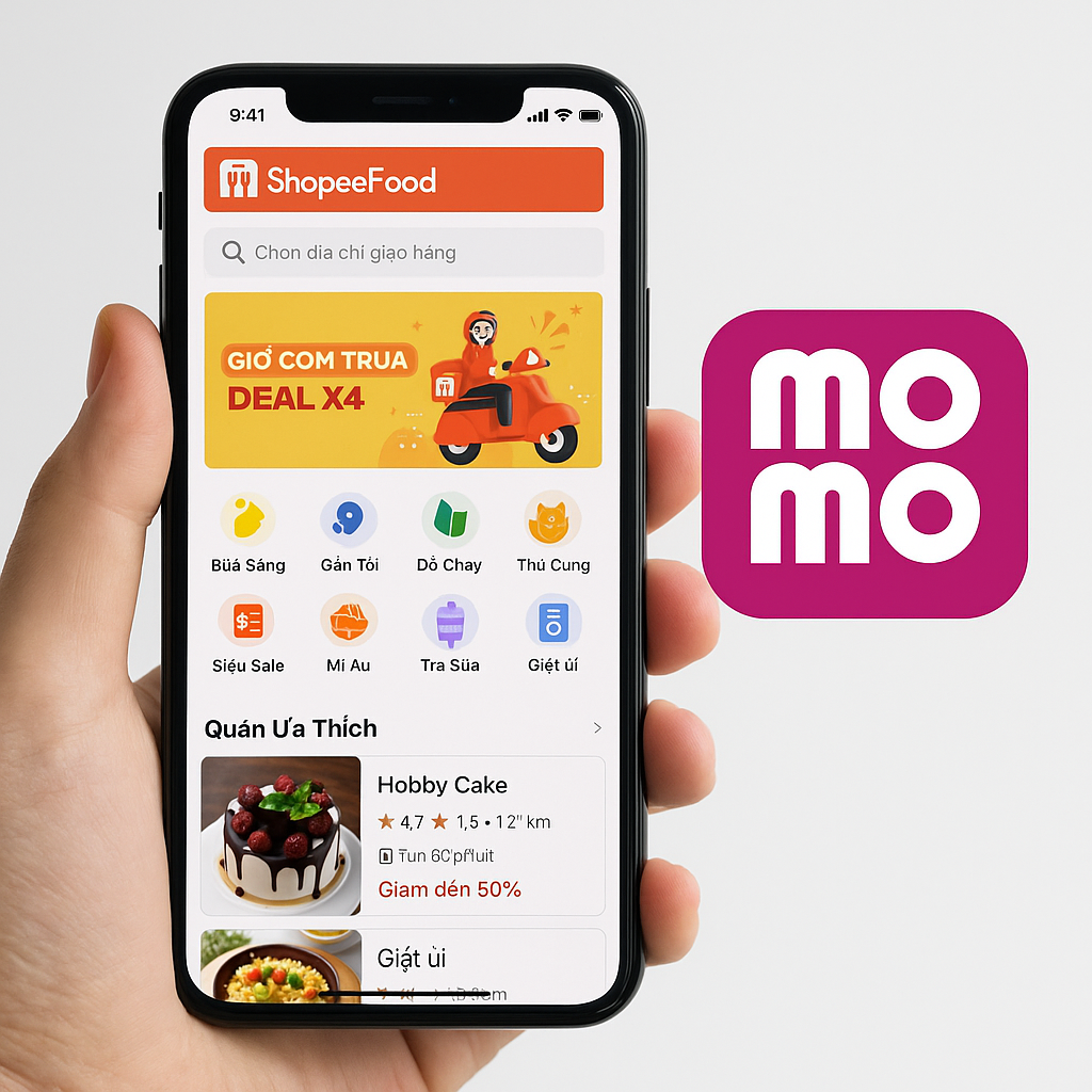 Thanh toán ShopeeFood bằng ví MoMo trên iPhone