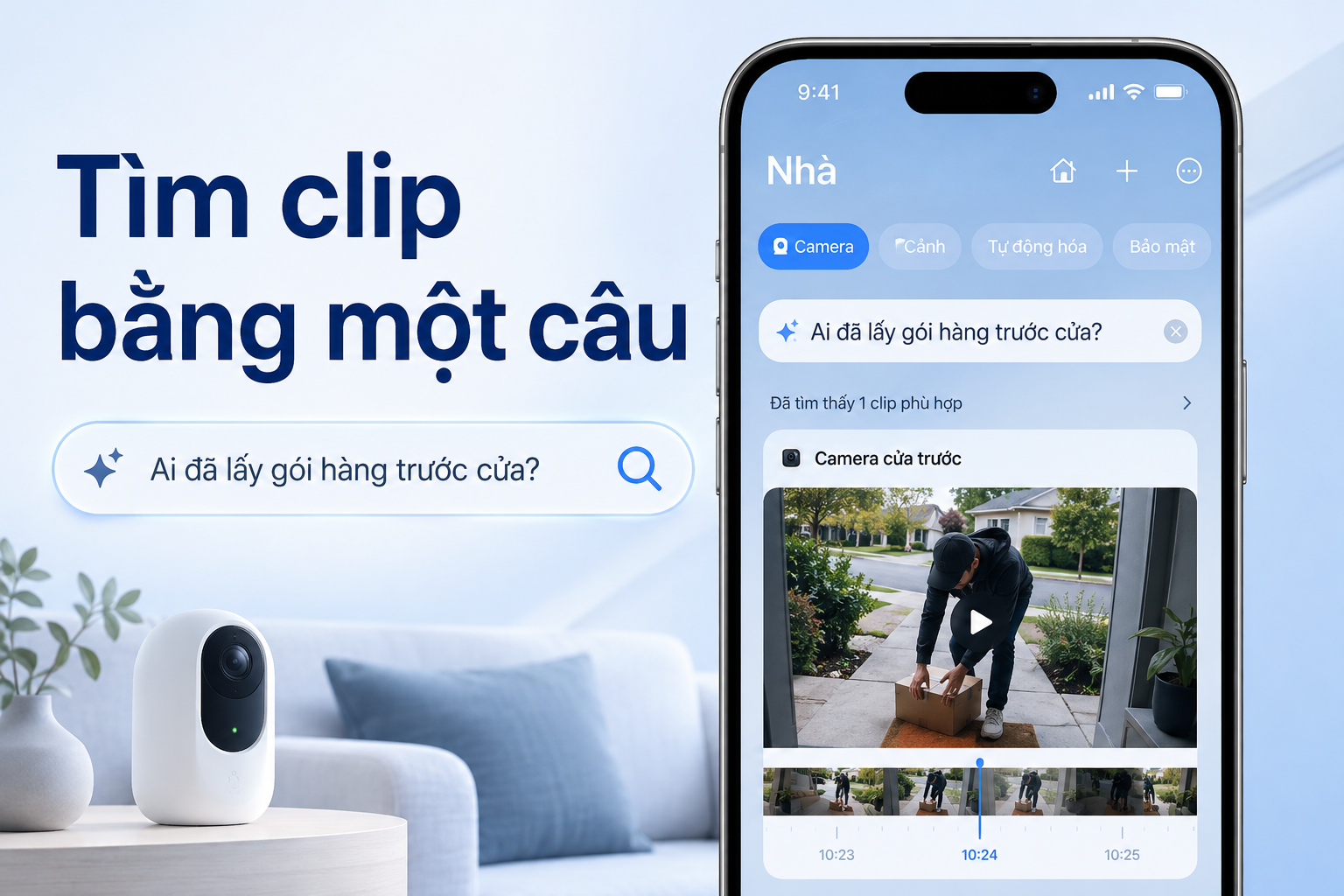 Tìm clip camera HomeKit bằng câu mô tả: AI có thể tìm “ai lấy gói hàng” như thế nào?