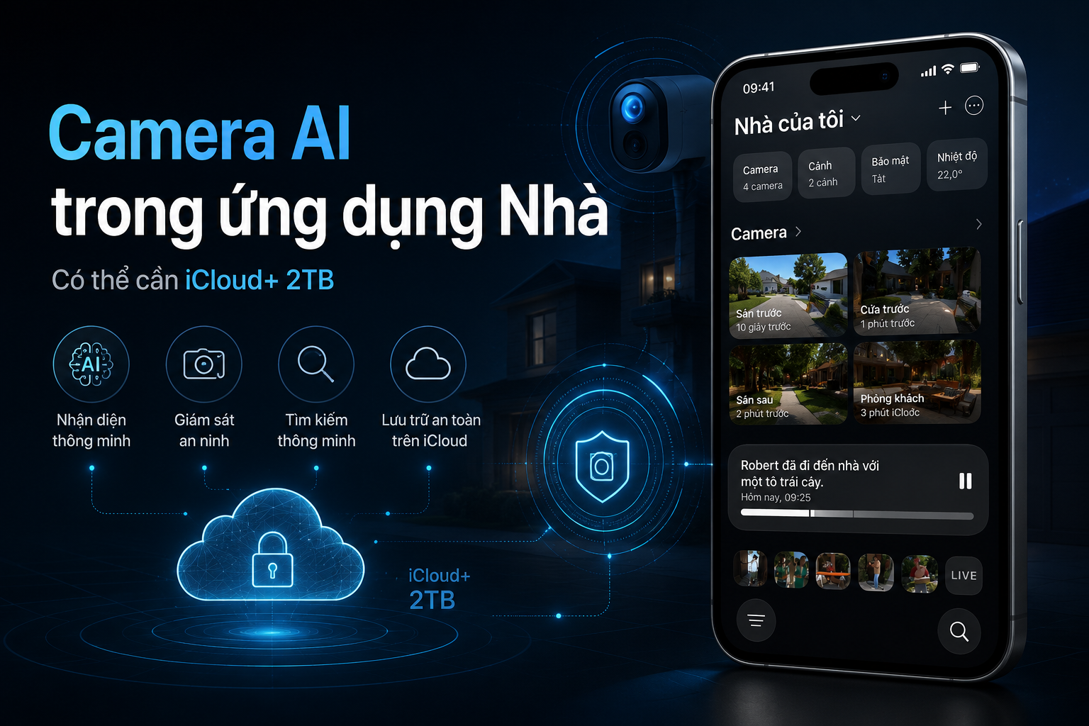 Tính năng camera AI trong ứng dụng Nhà có thể yêu cầu iCloud+ 2TB, người dùng phải trả 249.000 đồng mỗi tháng