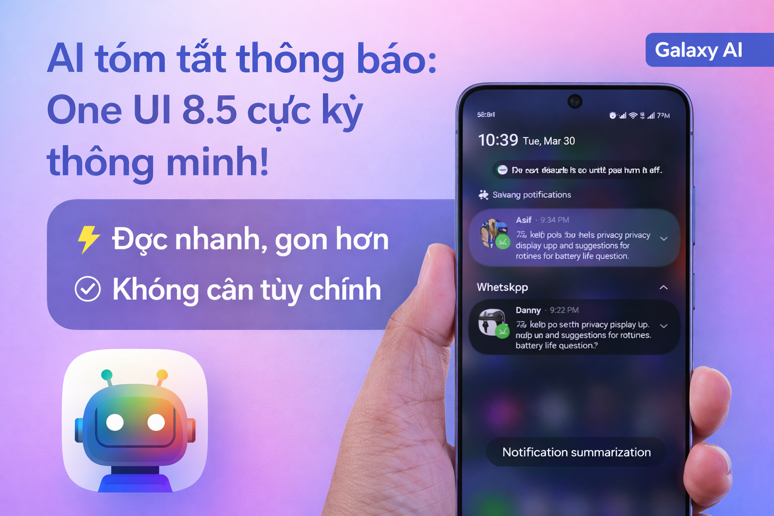 Tính năng tóm tắt thông báo AI trên One UI 8.5: Nhỏ nhưng cực kỳ “đáng tiền”