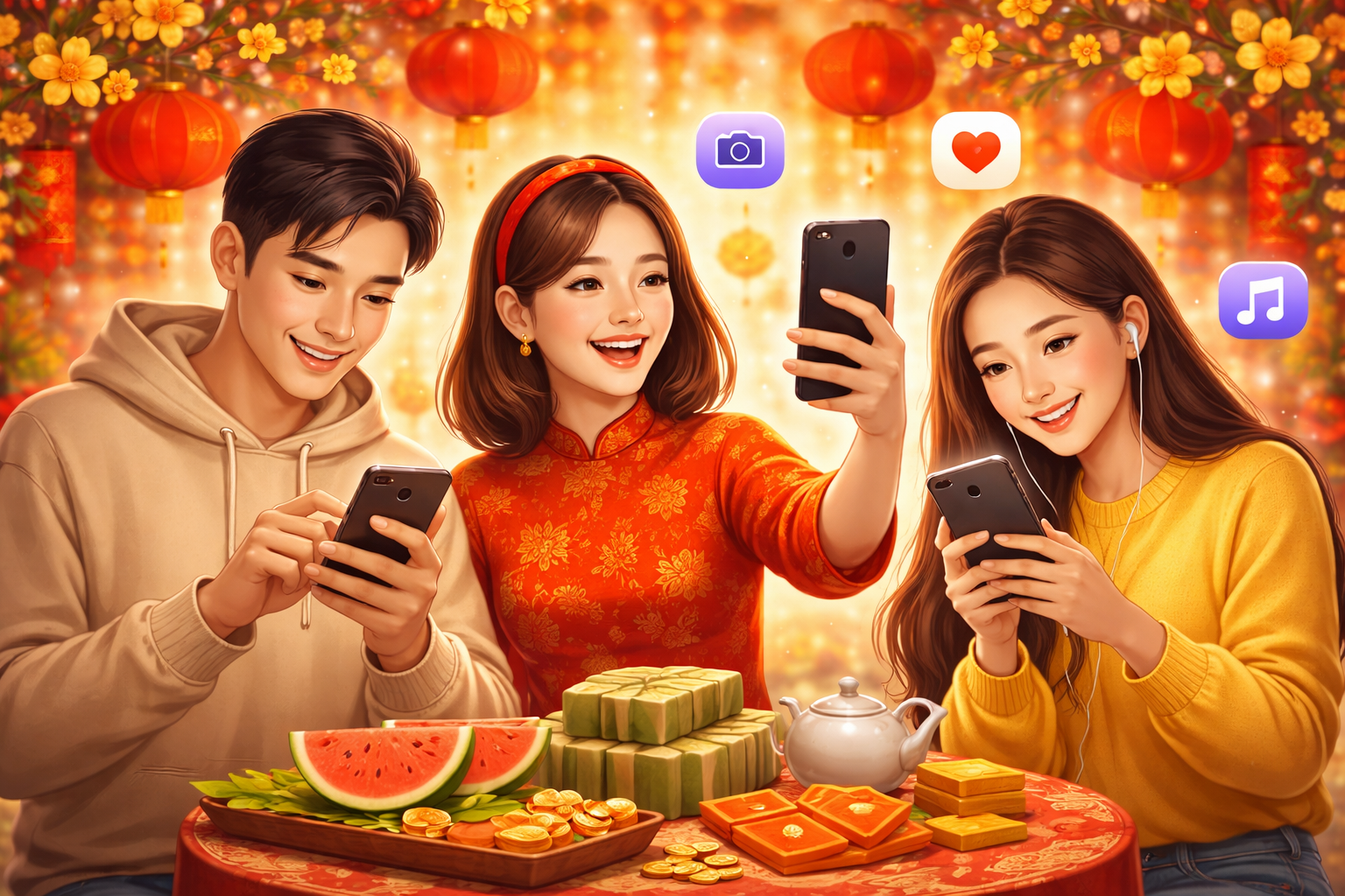 Top 5 việc người trẻ Việt làm bằng điện thoại trong ngày Mùng 1