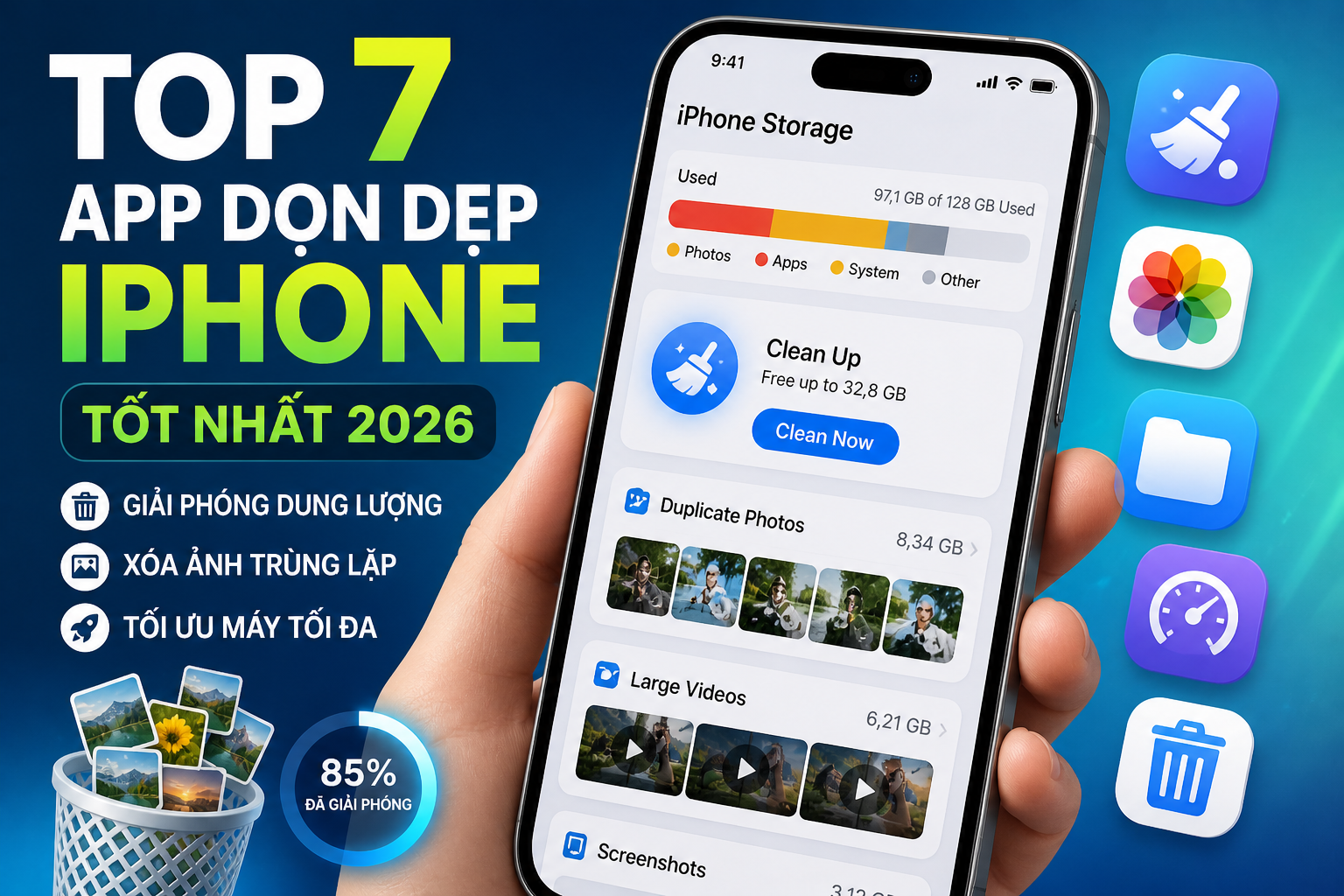 Top 7 App Dọn Dẹp iPhone Tốt Nhất 2026 – Giải Phóng Bộ Nhớ Nhanh Chóng