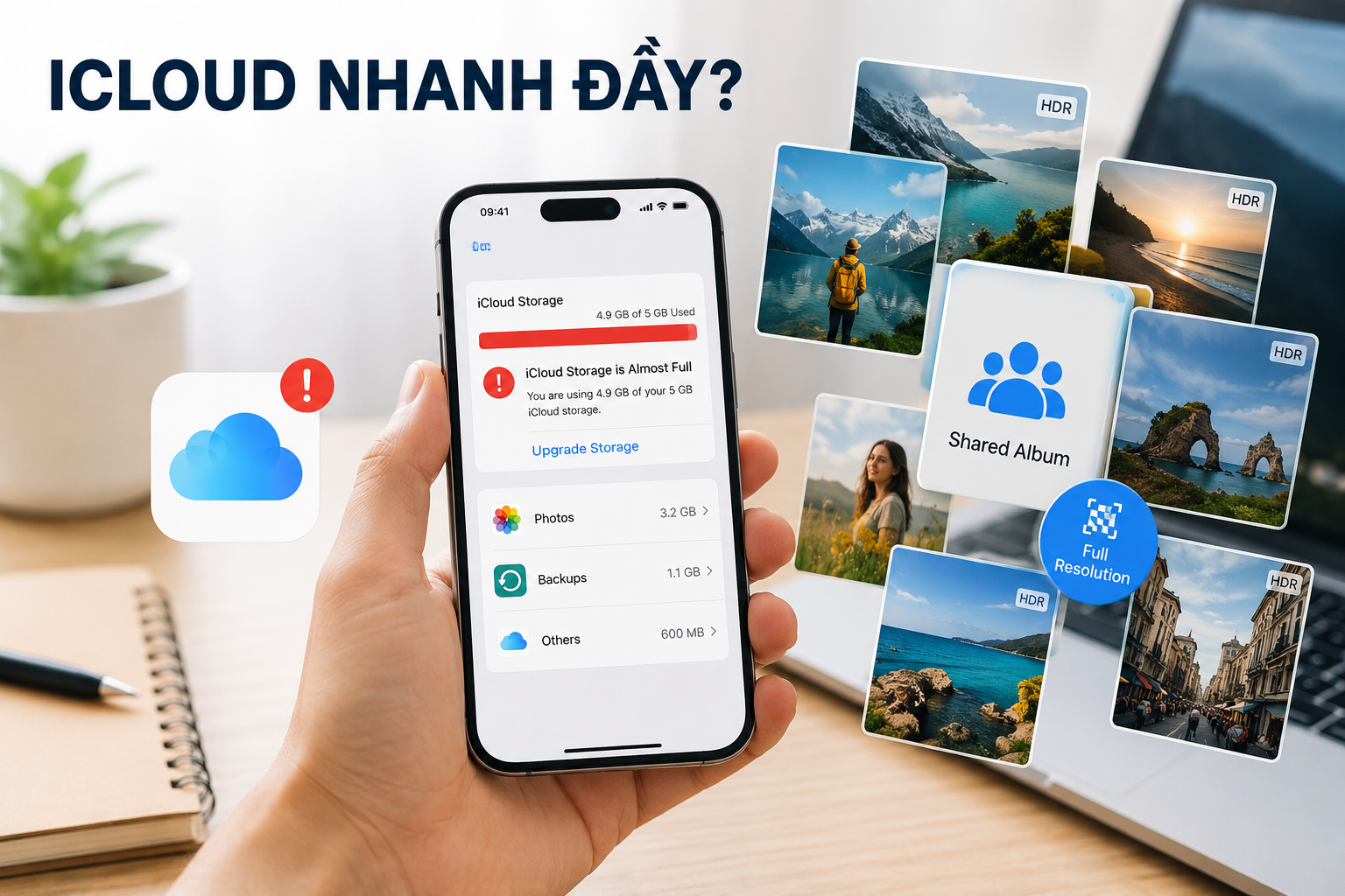Vì sao iCloud có thể đầy nhanh hơn sau khi lên iOS 27? Shared Albums giờ lưu ảnh Full Resolution