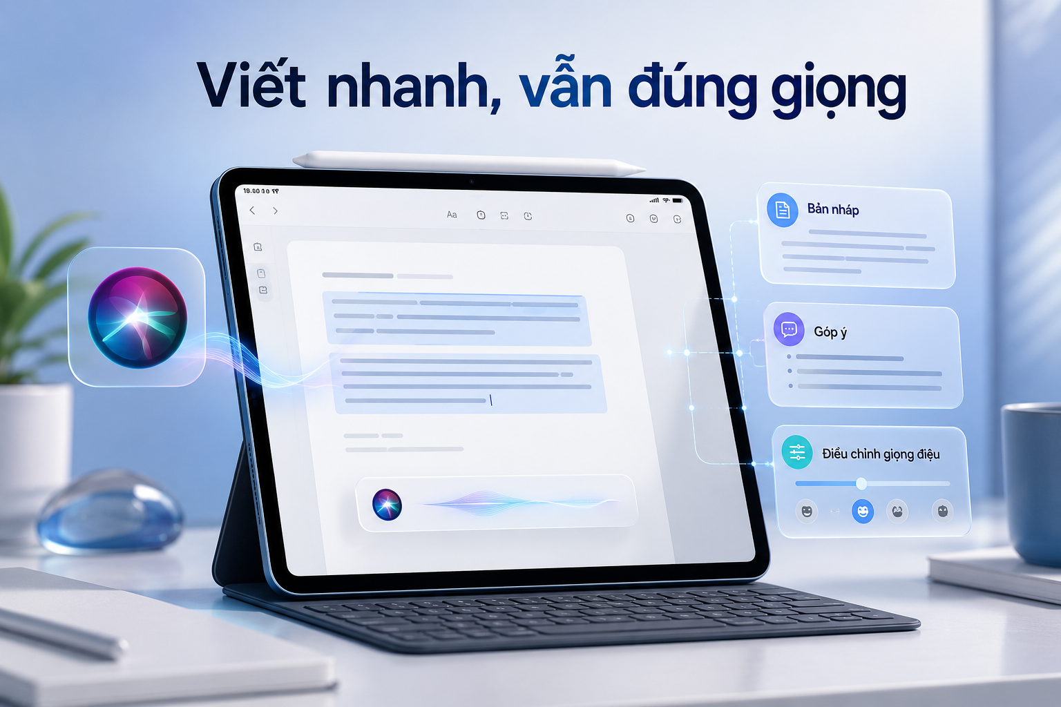 Viết với Siri trên iPadOS 27: Soạn bản nháp, nhận phản hồi và giữ đúng giọng văn của bạn