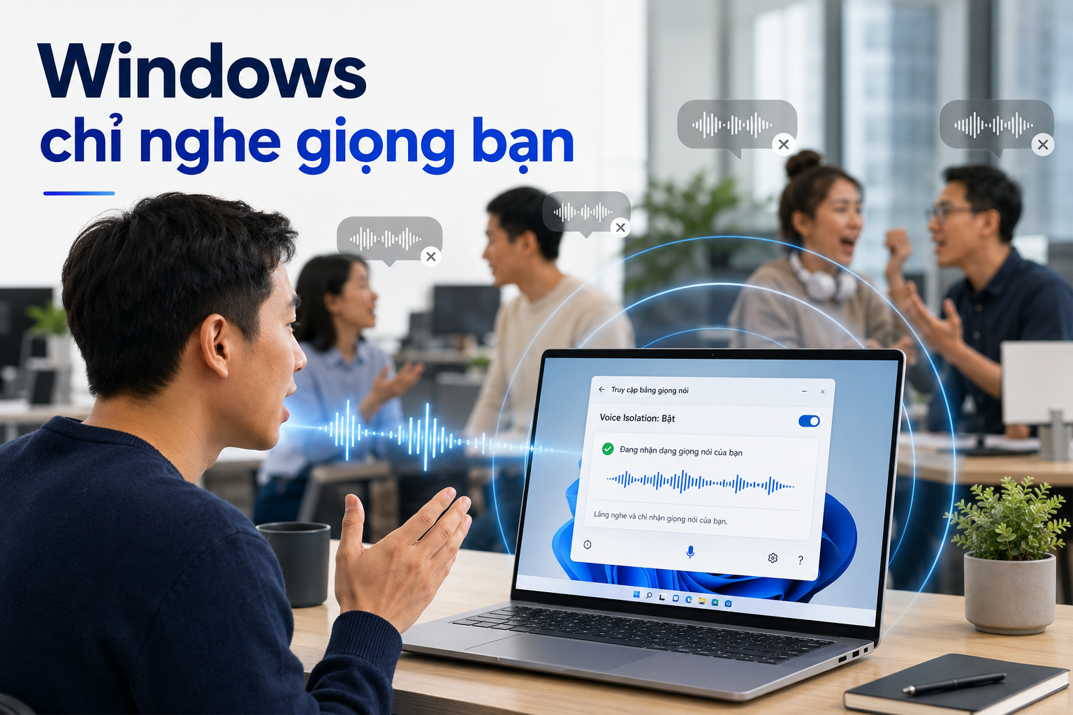 Voice Isolation trong Voice Access Windows 11: Điều khiển máy tính bằng giọng nói ở nơi nhiều tiếng ồn