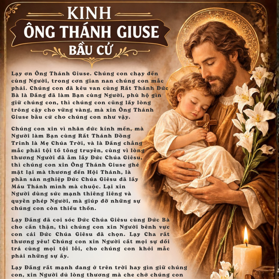 Kinh Ông Thánh Giuse – Lời Cầu Nguyện Xin Bảo Trợ Gia Đình Và Công Việc