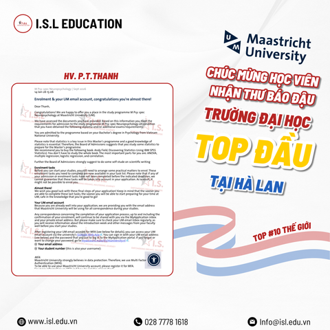 Hành trình từ USSH đến Hà Lan: Chinh phục Thạc sĩ Tâm lý học Thần kinh tại Maastricht University