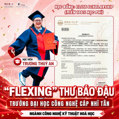Chúc mừng học viên Trương Thuý An giành học bổng Elite (miễn 100% học phí) Đại học Công nghệ Cáp Nhĩ Tân (HIT)