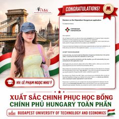 Lê Phạm Ngọc Như Ý giành học bổng Stipendium Hungaricum toàn phần ĐH Budapest