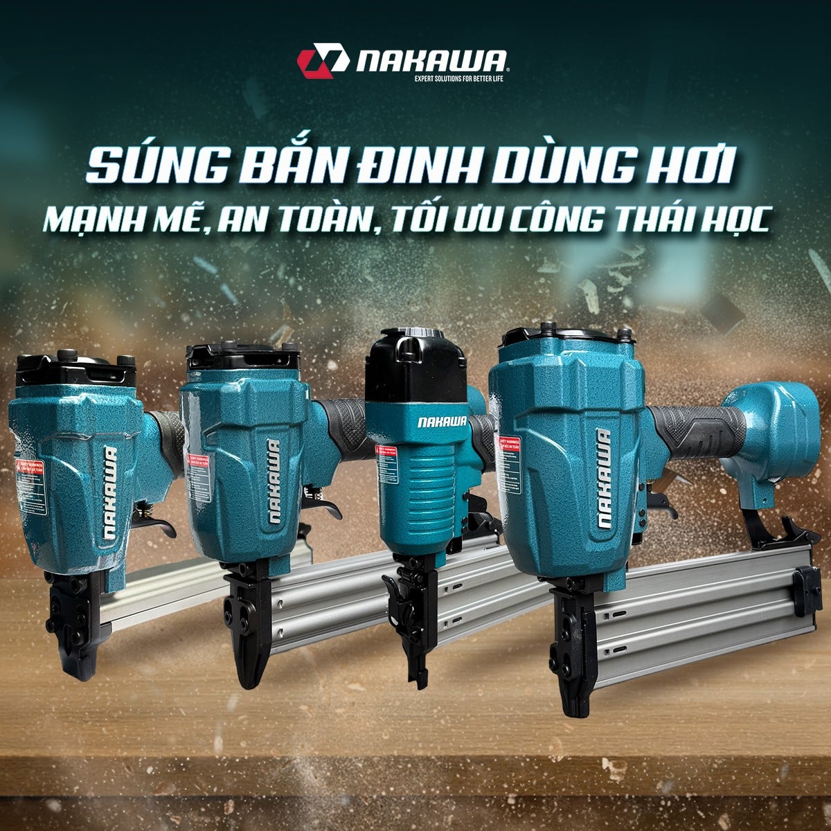 SÚNG BẮN ĐINH DÙNG HƠI NAKAWA MẠNH MẼ, AN TOÀN, TỐI ƯU CÔNG THÁI HỌC