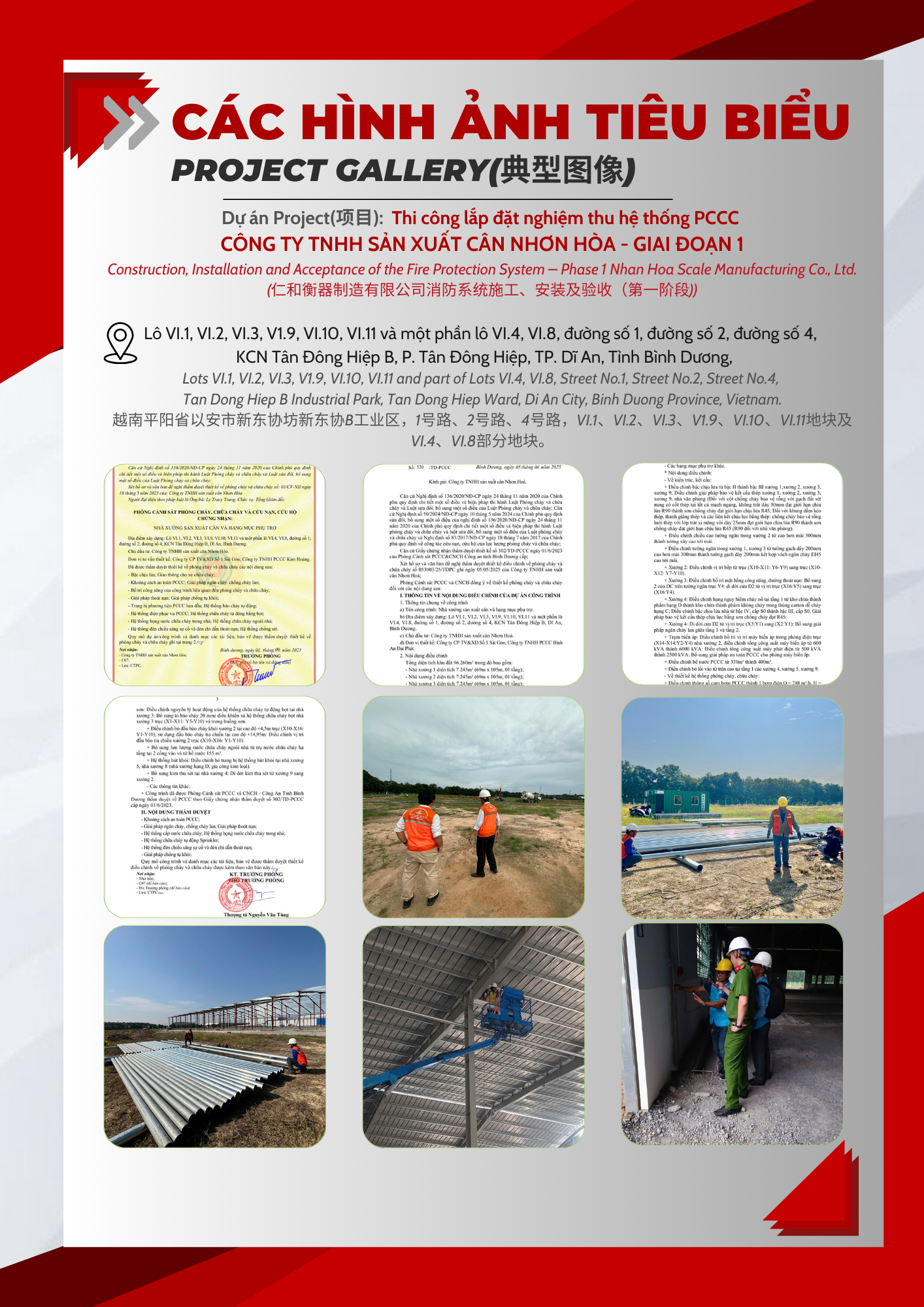 Thi công lắp đặt nghiệm thu hệ thống PCCC  Công ty TNHH Sản xuất Cân Nhơn Hòa- Giai Đoạn 1
