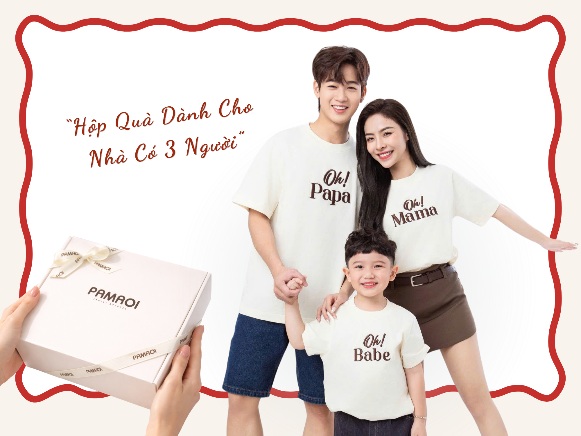Gift Box 1 PAMAOI cho gia đình 3 người với áo gia đình và khăn bandana