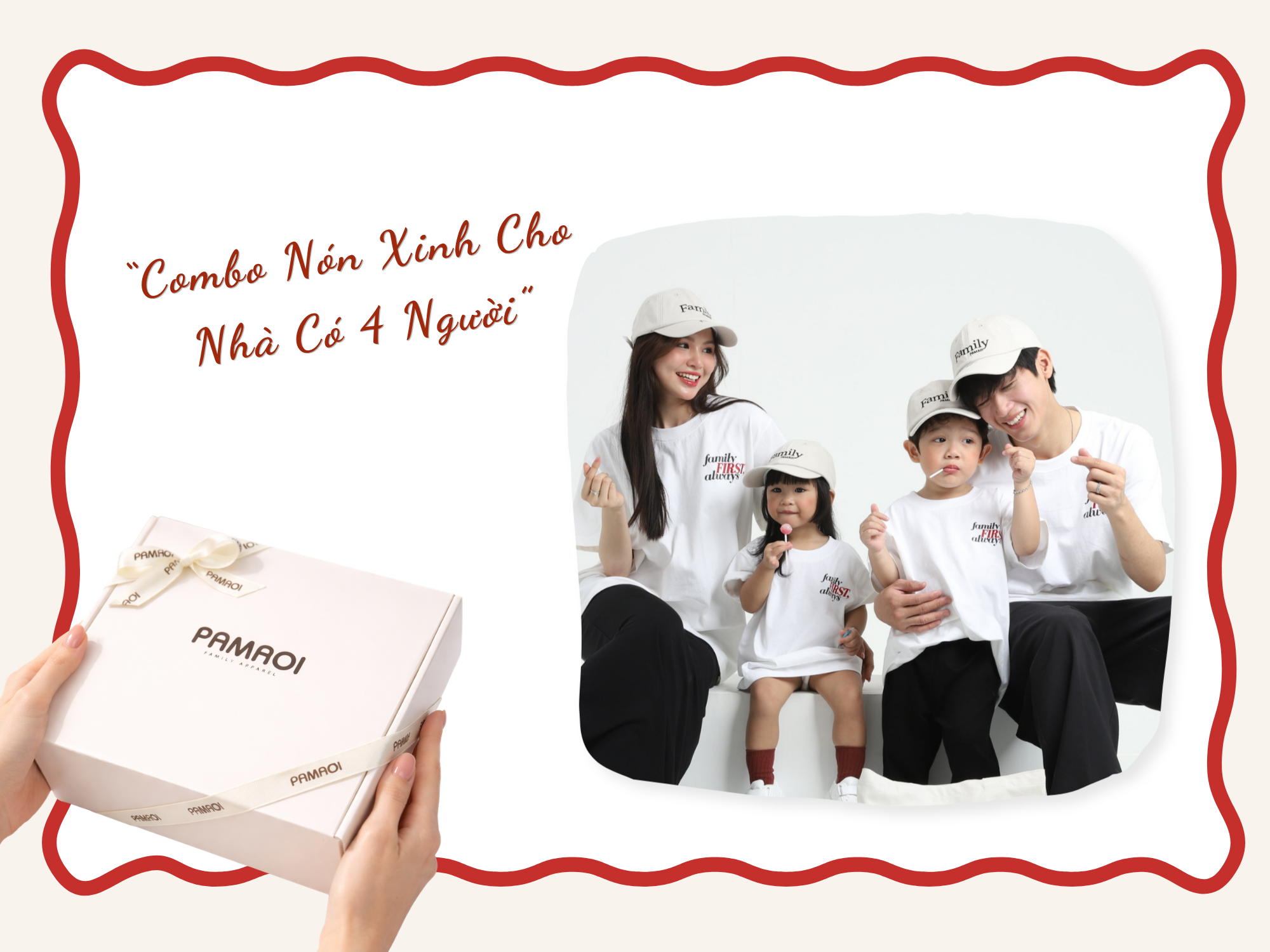Gift Box 4 PAMAOI gồm set nón gia đình 4 người và hộp quà