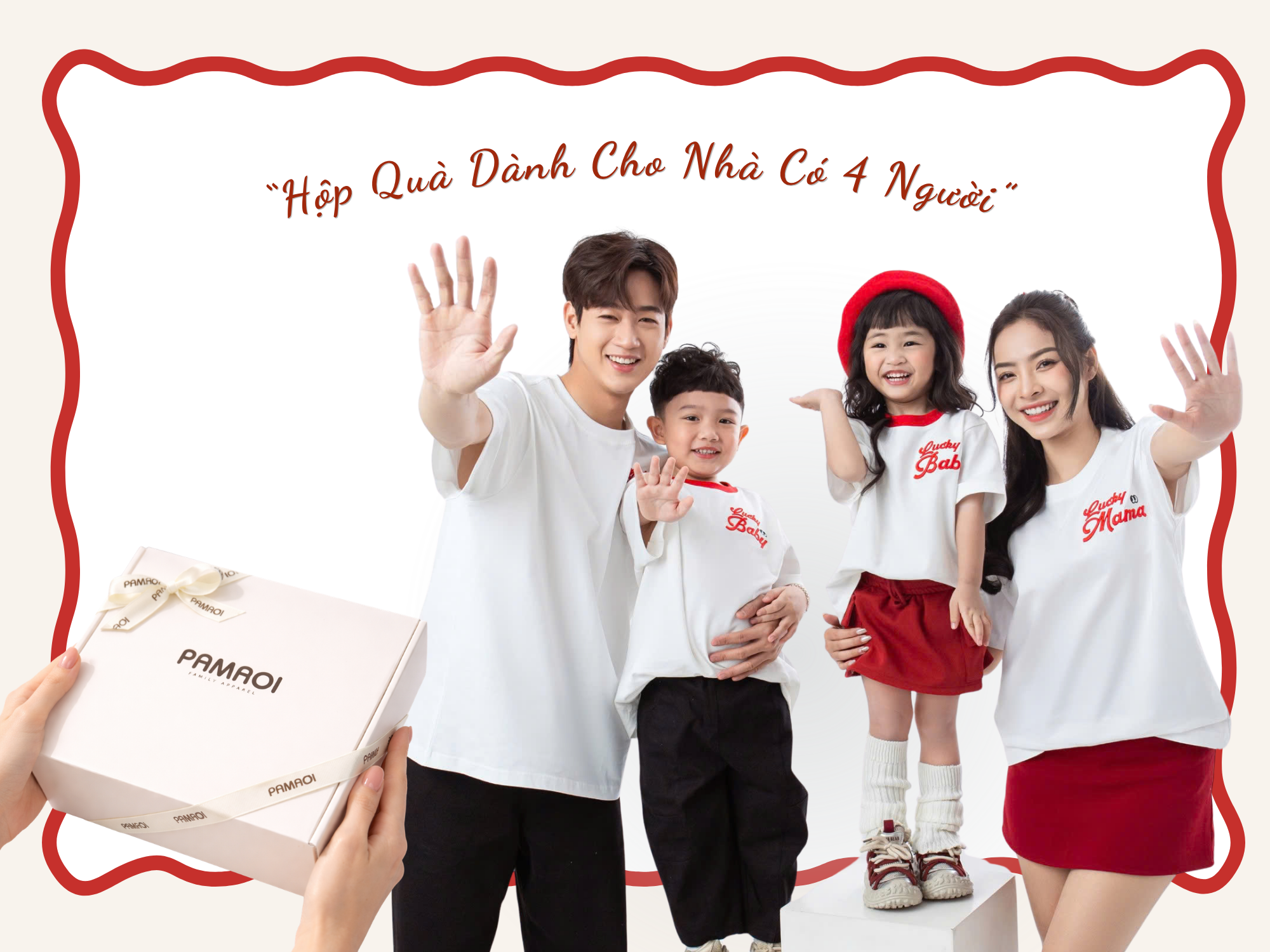 Gift Box 2 PAMAOI cho gia đình 4 người với áo gia đình và khăn bandana