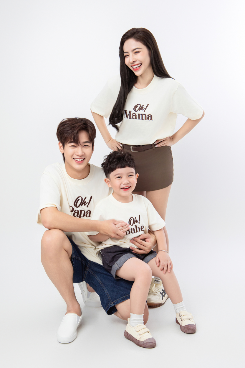 Mẫu áo gia đình PAMAOI Áo Oh PAPA MAMA BABE