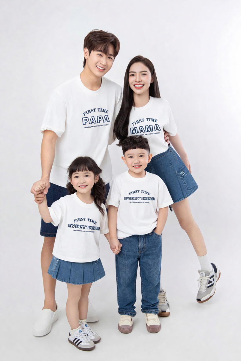 Mẫu áo gia đình PAMAOI Áo Trắng First time