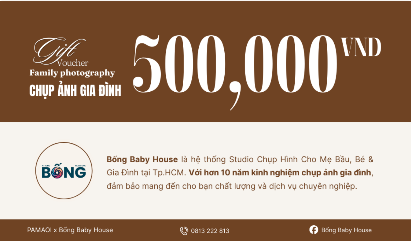 Voucher ưu đãi chụp ảnh gia đình từ đối tác Bống Baby House