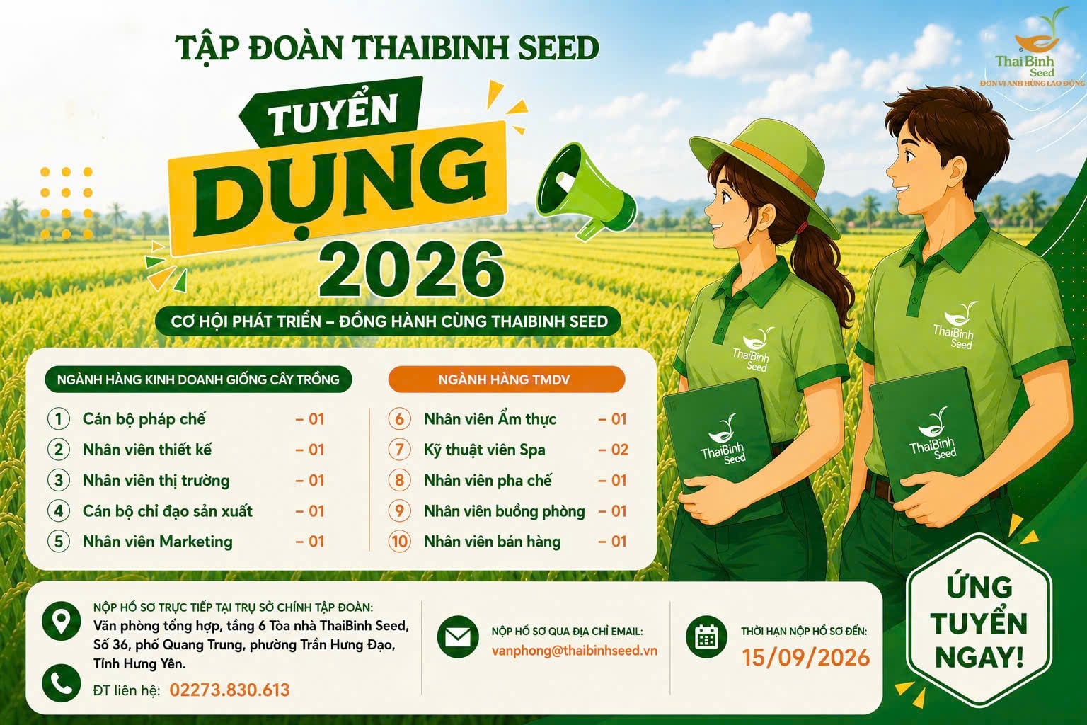 Thông báo tuyển dụng tháng 9/2026
