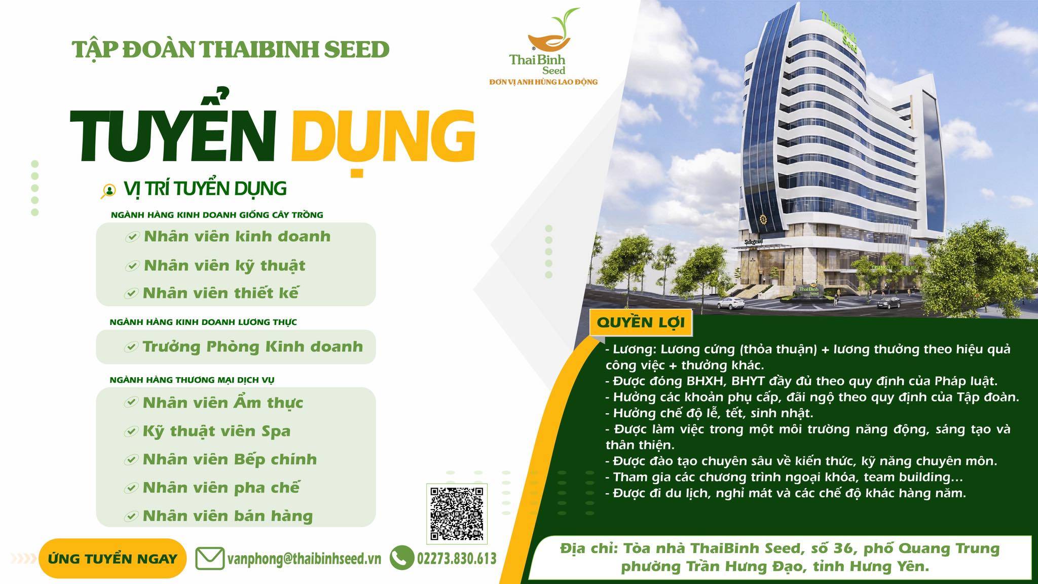 TẬP ĐOÀN THAIBINH SEED TUYỂN DỤNG NHÂN SỰ NĂM 2026.