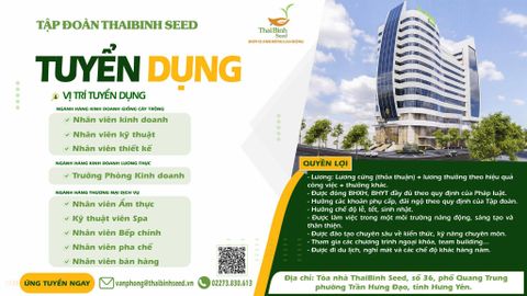 TẬP ĐOÀN THAIBINH SEED TUYỂN DỤNG NHÂN SỰ NĂM 2026.