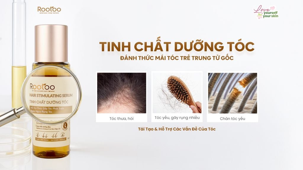 TINH CHẤT DƯỠNG TÓC ROOTOO: ĐÁNH THỨC MÁI TÓC TRẺ TRUNG TỪ GỐC