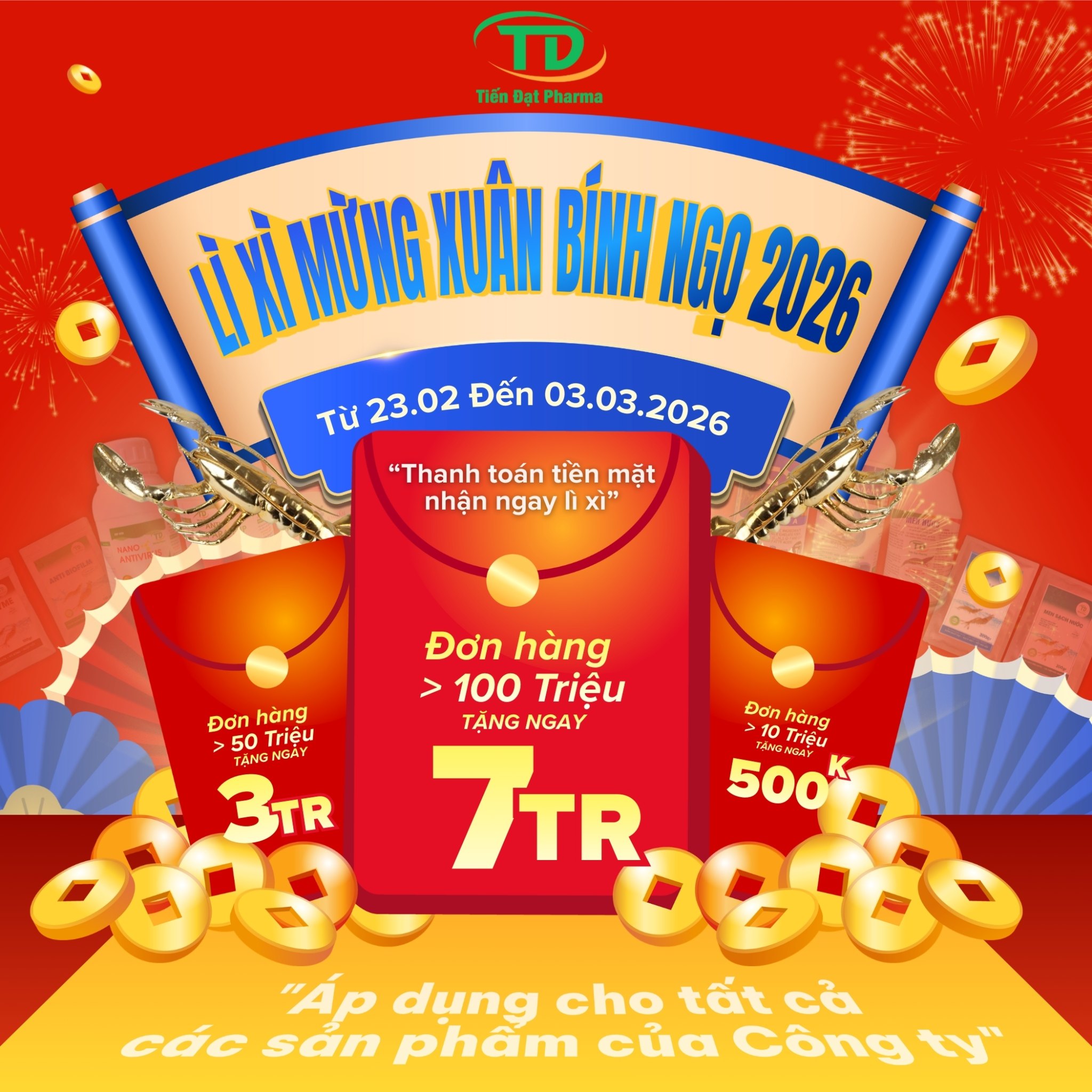 🧧 CHƯƠNG TRÌNH LÌ XÌ MỪNG XUÂN BÍNH NGỌ 2026 – TIẾN ĐẠT PHARMA 🧧